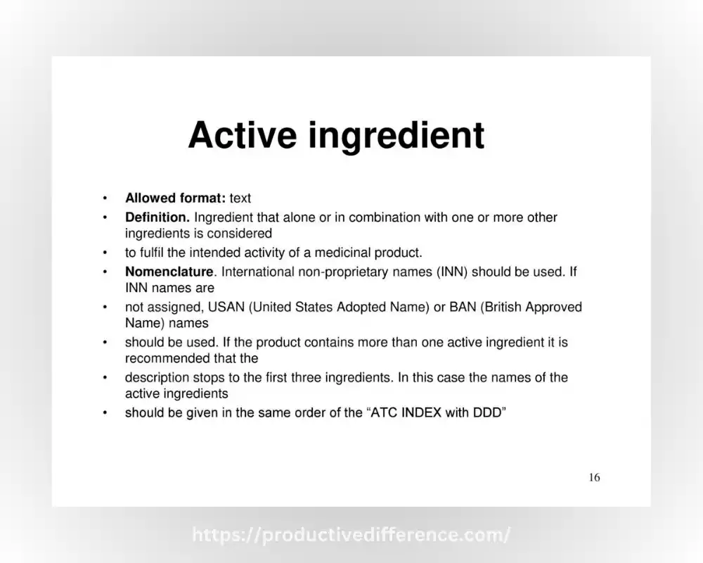 Definition of active ingredients
