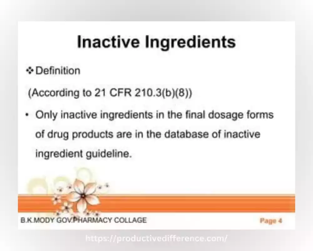 Definition of inactive ingredients